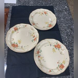 Vintage Mikasa Capistrano Floral Stoneware 10 3/4 in Dinner Plates Set of 3